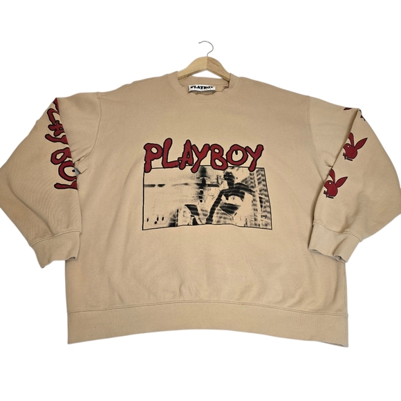 PLAYBOY Other - Playboy by PacSun Logo Sweatshirt, Tan Long Sleeve, Size XL, Pre-owned-Excellent